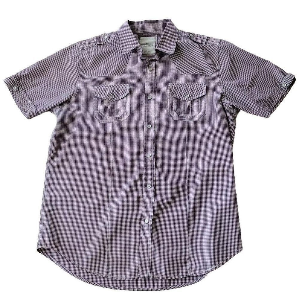 Jordan Craig Button Down Shirt Man L Short Sleeve Red White‎ Checkered Casual